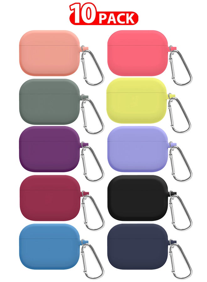 Pack of 10 PCS Slim Silicone Case For Airpod Pro Silicone Protective Case Slim Silicone Case Ultra Slim Cover with Keychain Carabiner Multicolour - Image 1